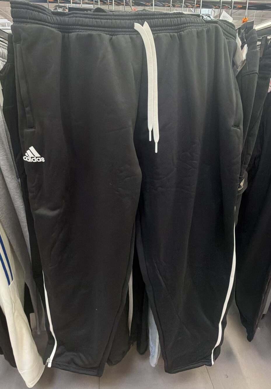 Adidas Black Track Pants with White Side Stripes